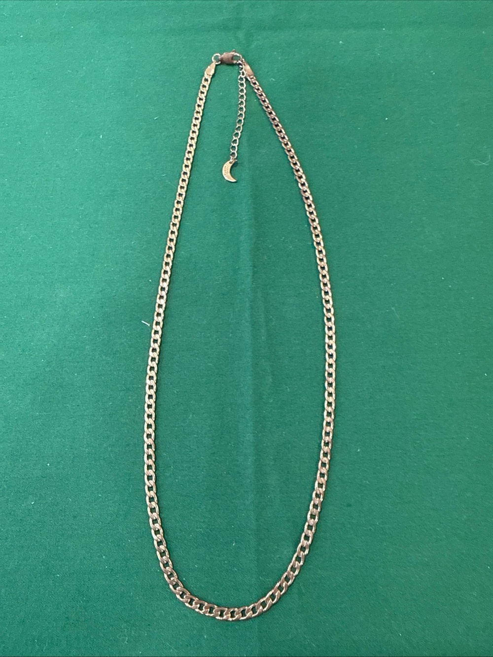 Luna Worth Curb Link Goldtone Necklace With Small Moon Charm. 74F